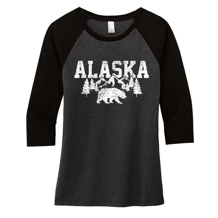 Alaska Mountains Forest Hunting Usa Women's Tri-Blend 3/4-Sleeve Raglan Shirt