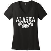 Alaska Mountains Forest Hunting Usa Women's V-Neck T-Shirt