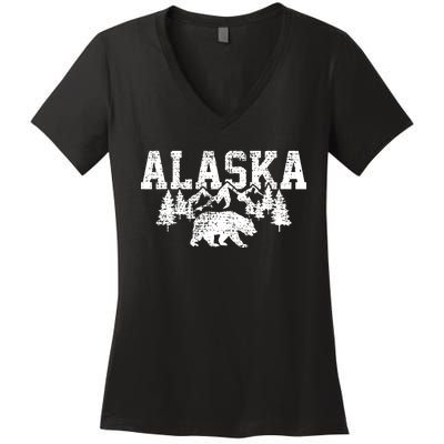 Alaska Mountains Forest Hunting Usa Women's V-Neck T-Shirt