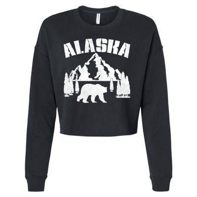 Alaska Mountains Forest Hunting Usa Cropped Pullover Crew