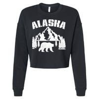 Alaska Mountains Forest Hunting Usa Cropped Pullover Crew