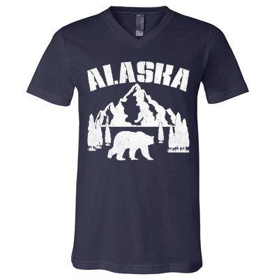 Alaska Mountains Forest Hunting Usa V-Neck T-Shirt