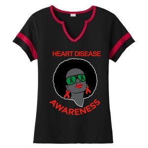 Awareness Month Funny Gift Black Heart Disease Awareness Gift Ladies Halftime Notch Neck Tee