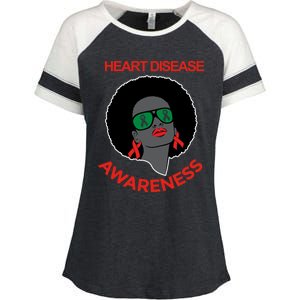 Awareness Month Funny Gift Black Heart Disease Awareness Gift Enza Ladies Jersey Colorblock Tee