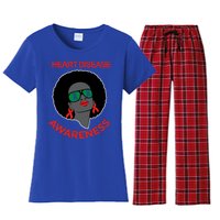 Awareness Month Funny Gift Black Heart Disease Awareness Gift Women's Flannel Pajama Set