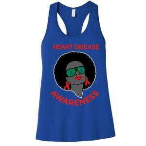 Awareness Month Funny Gift Black Heart Disease Awareness Gift Women's Racerback Tank