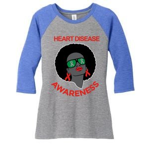 Awareness Month Funny Gift Black Heart Disease Awareness Gift Women's Tri-Blend 3/4-Sleeve Raglan Shirt