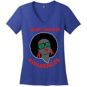 Awareness Month Funny Gift Black Heart Disease Awareness Gift Women's V-Neck T-Shirt