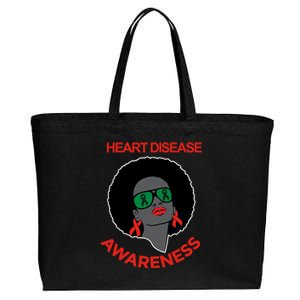 Awareness Month Funny Gift Black Heart Disease Awareness Gift Cotton Canvas Jumbo Tote