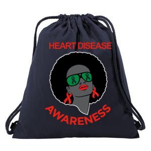 Awareness Month Funny Gift Black Heart Disease Awareness Gift Drawstring Bag