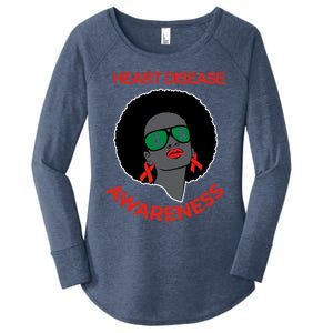 Awareness Month Funny Gift Black Heart Disease Awareness Gift Women's Perfect Tri Tunic Long Sleeve Shirt