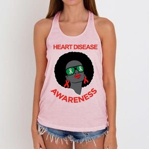 Awareness Month Funny Gift Black Heart Disease Awareness Gift Women's Knotted Racerback Tank