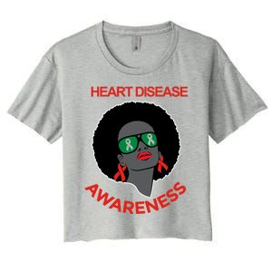 Awareness Month Funny Gift Black Heart Disease Awareness Gift Women's Crop Top Tee