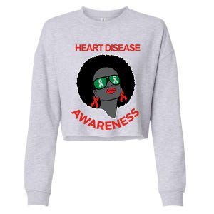 Awareness Month Funny Gift Black Heart Disease Awareness Gift Cropped Pullover Crew