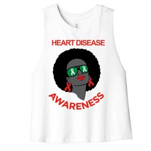 Awareness Month Funny Gift Black Heart Disease Awareness Gift Women's Racerback Cropped Tank