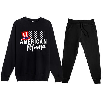 American Mama Funny Gift Mom 4th Of July Gift Premium Crewneck Sweatsuit Set