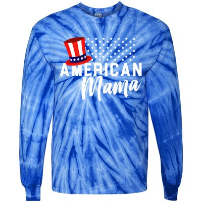 American Mama Funny Gift Mom 4th Of July Gift Tie-Dye Long Sleeve Shirt