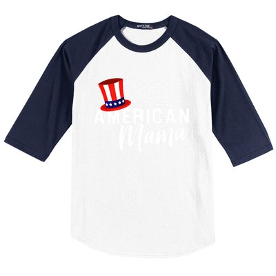 American Mama Funny Gift Mom 4th Of July Gift Baseball Sleeve Shirt