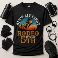 AinT My First Rodeo Bull Riding 5th Birthday Cooling Performance Crew T-Shirt