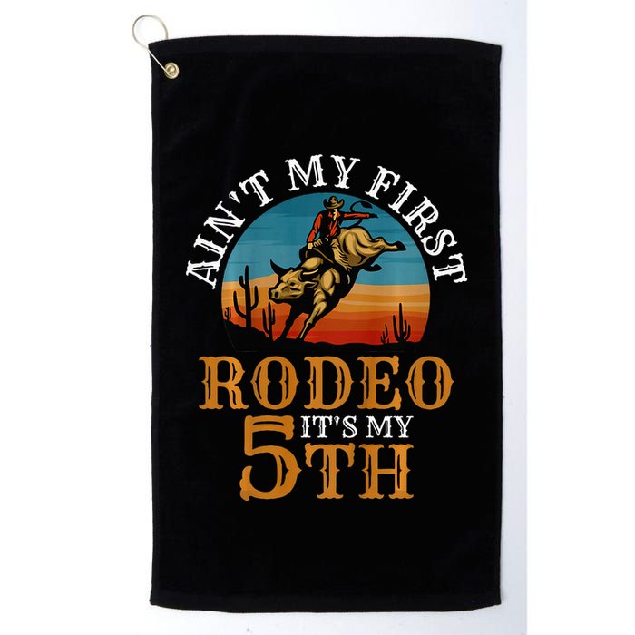 AinT My First Rodeo Bull Riding 5th Birthday Golf Towel