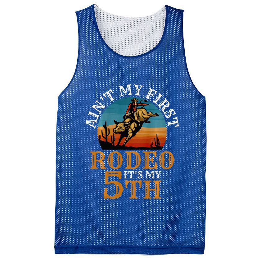 AinT My First Rodeo Bull Riding 5th Birthday Mesh Reversible Basketball Jersey Tank