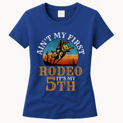 AinT My First Rodeo Bull Riding 5th Birthday Womens T-Shirt