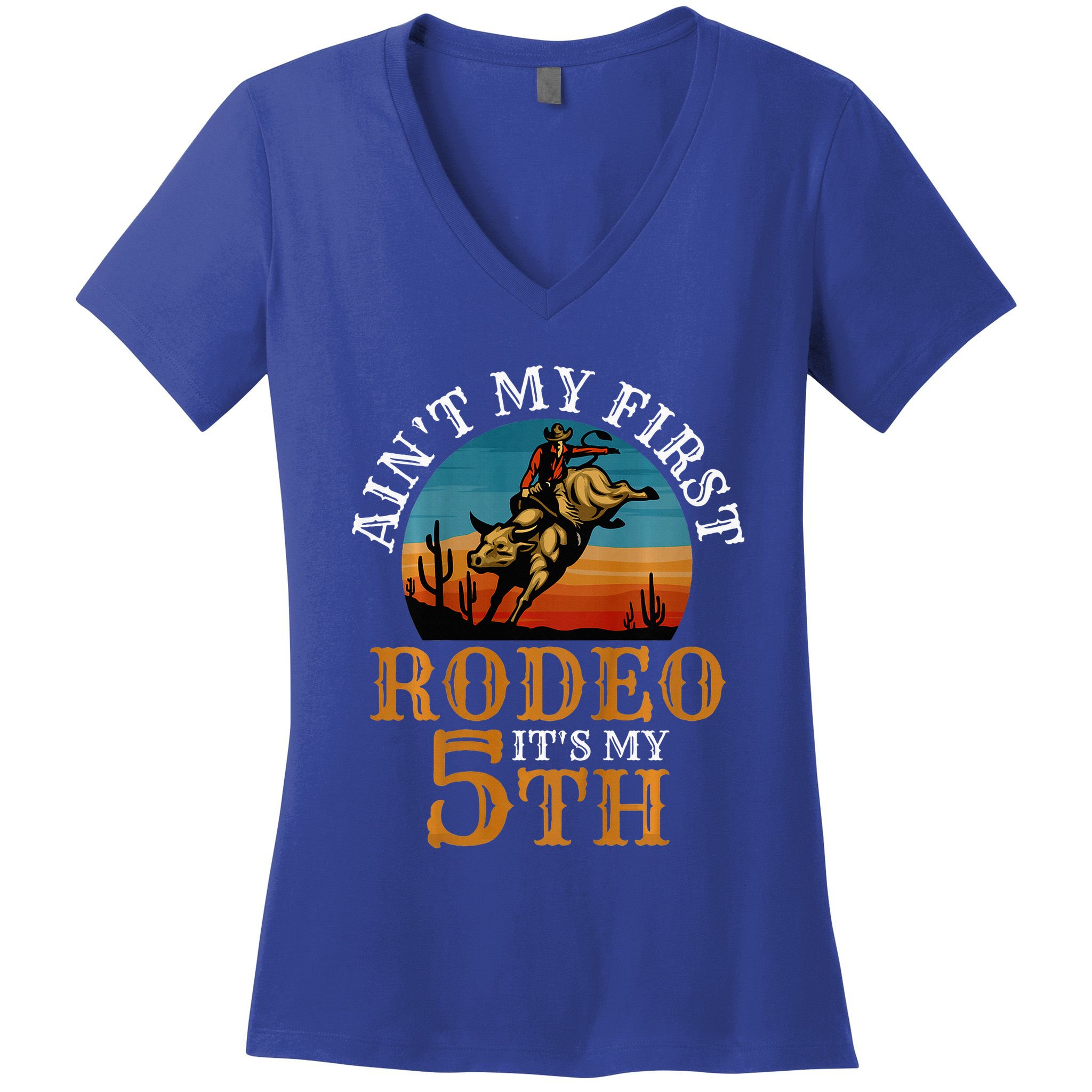 AinT My First Rodeo Bull Riding 5th Birthday Women's V-Neck T-Shirt