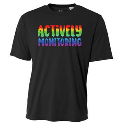 Actively Monitoring Fun Teacher Test Day Cooling Performance Crew T-Shirt