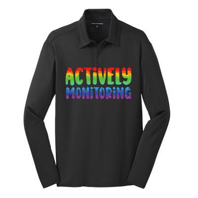 Actively Monitoring Fun Teacher Test Day Silk Touch Performance Long Sleeve Polo