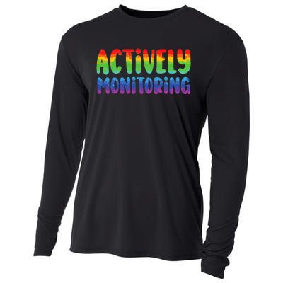 Actively Monitoring Fun Teacher Test Day Cooling Performance Long Sleeve Crew