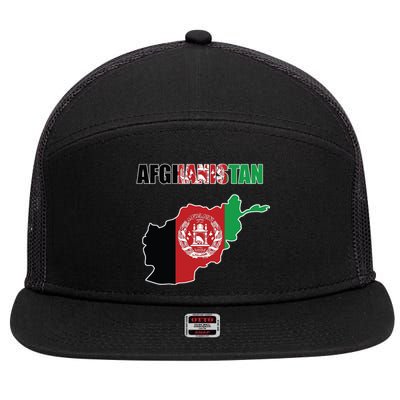 Afghanistan Map Flag Emblem 7 Panel Mesh Trucker Snapback Hat