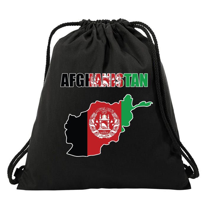 Afghanistan Map Flag Emblem Drawstring Bag