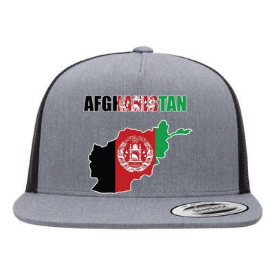 Afghanistan Map Flag Emblem Flat Bill Trucker Hat