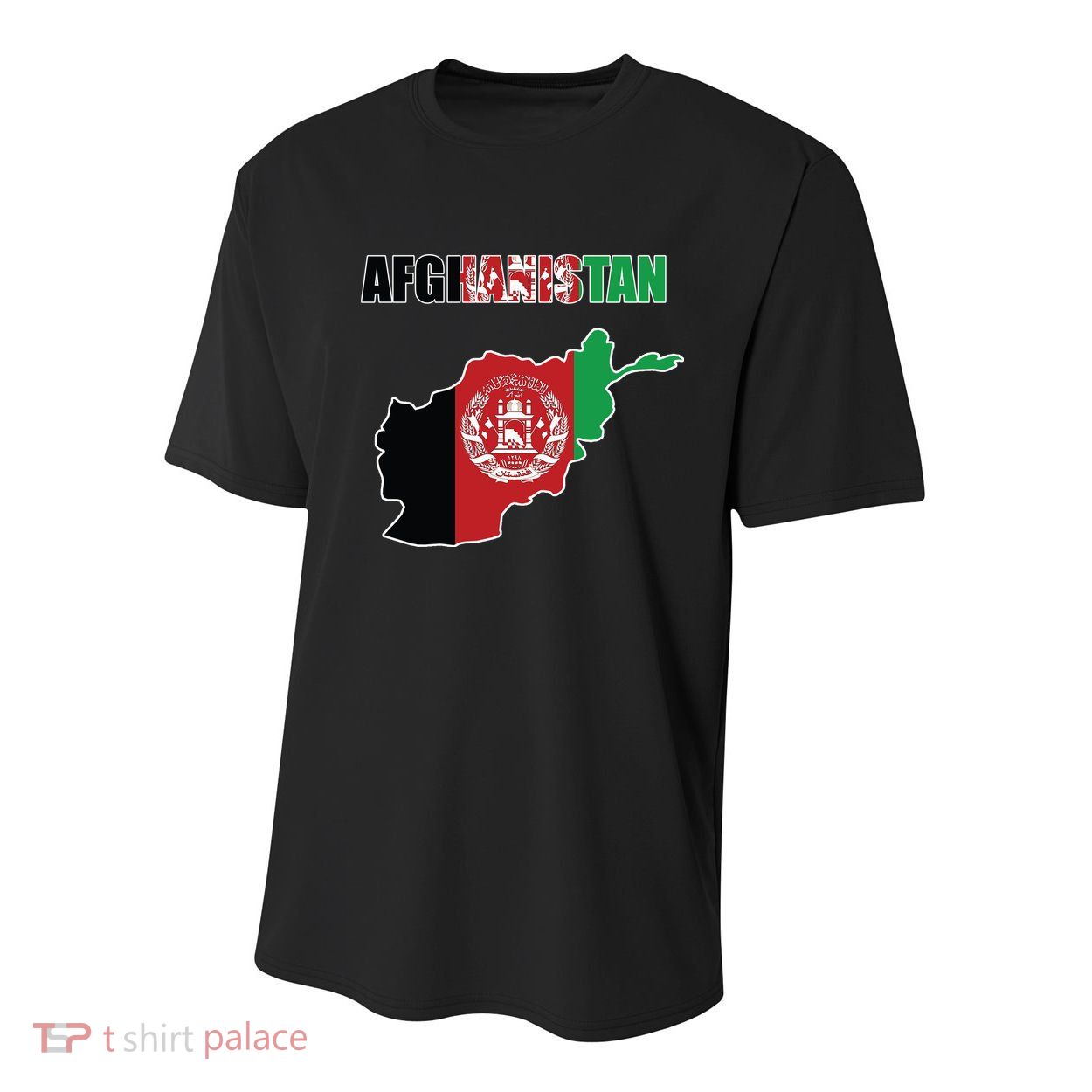 Afghanistan Map Flag Emblem Youth Performance Sprint T-Shirt