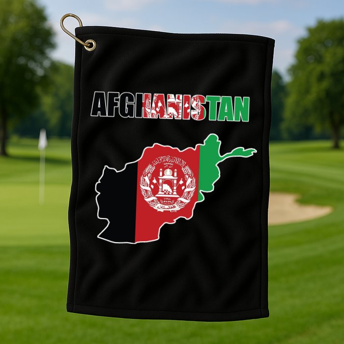 Afghanistan Map Flag Emblem Golf Towel