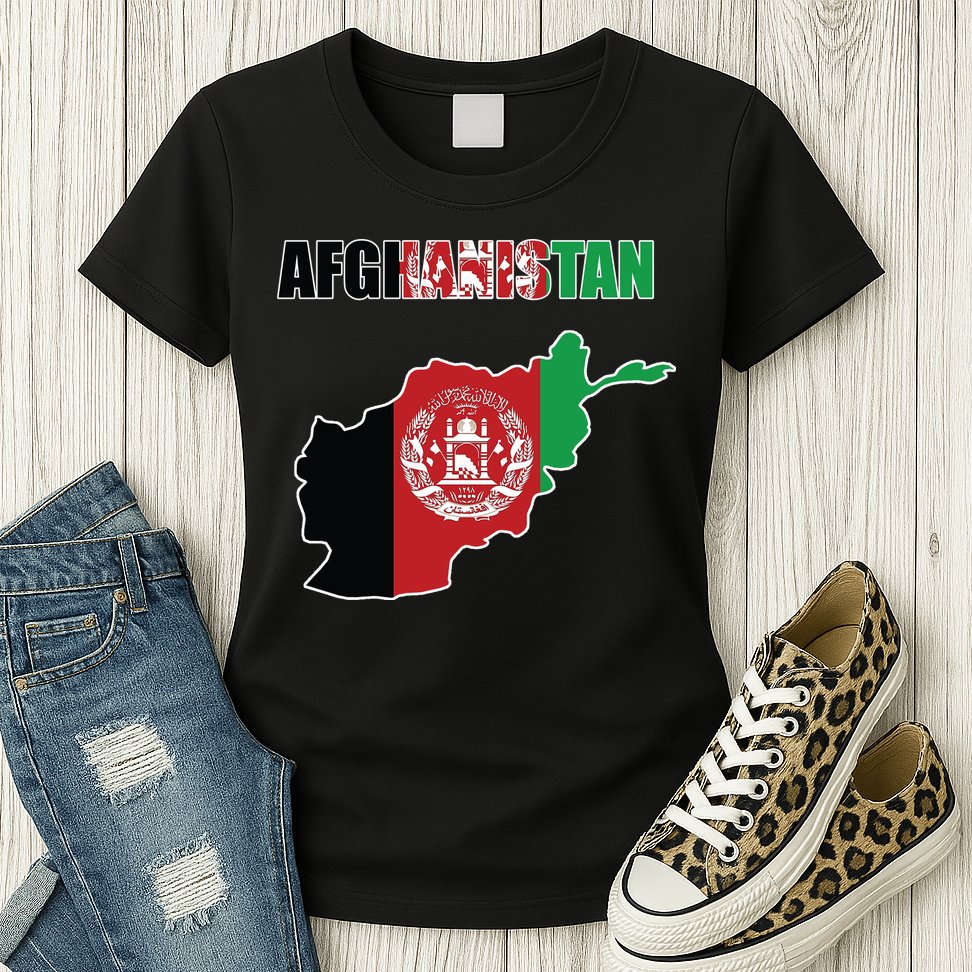 Afghanistan Map Flag Emblem Womens T-Shirt