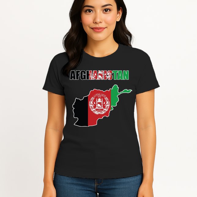 Afghanistan Map Flag Emblem Womens T-Shirt