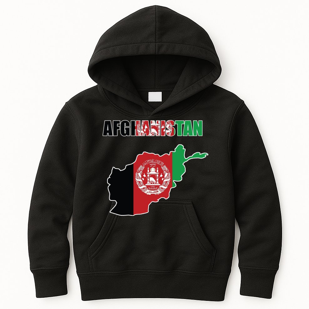 Afghanistan Map Flag Emblem Kids Hoodie