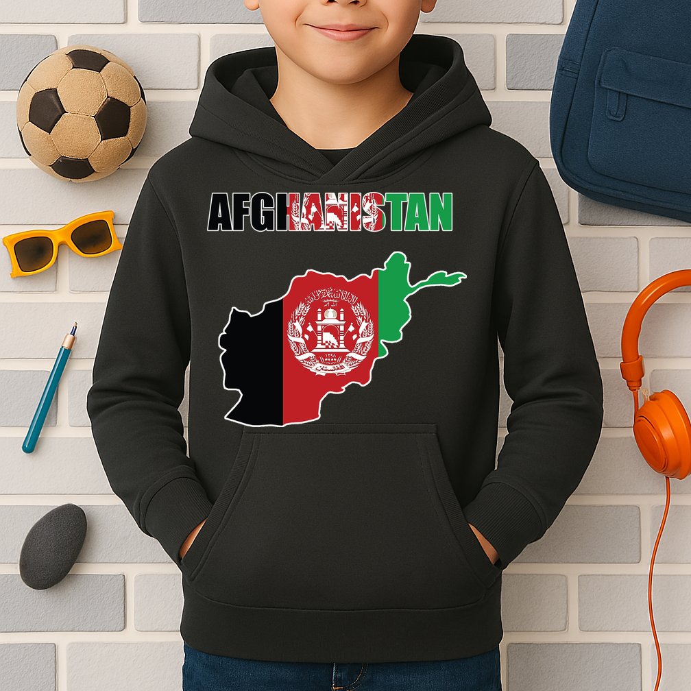 Afghanistan Map Flag Emblem Kids Hoodie