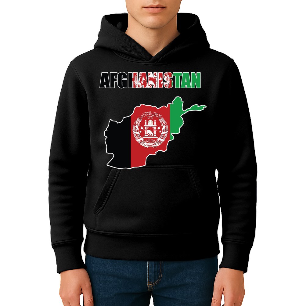 Afghanistan Map Flag Emblem Kids Hoodie