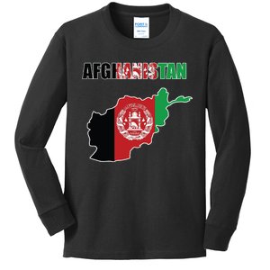 Afghanistan Map Flag Emblem Kids Long Sleeve Shirt