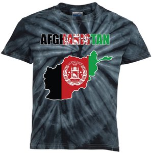 Afghanistan Map Flag Emblem Kids Tie-Dye T-Shirt