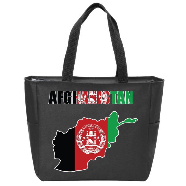 Afghanistan Map Flag Emblem Zip Tote Bag
