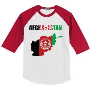 Afghanistan Map Flag Emblem Kids Colorblock Raglan Jersey