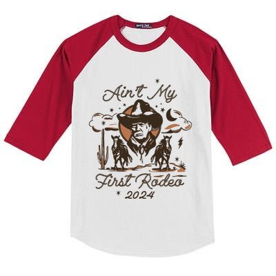 Aint My First Rodeo Trump Western Donald Trump Kids Colorblock Raglan Jersey