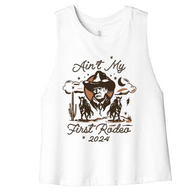 Aint My First Rodeo Trump Western Donald Trump Women's Racerback Cropped Tank