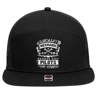 Airplane Mechanic Funny Aviation Technician 7 Panel Mesh Trucker Snapback Hat