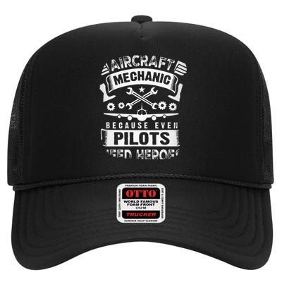 Airplane Mechanic Funny Aviation Technician High Crown Mesh Back Trucker Hat