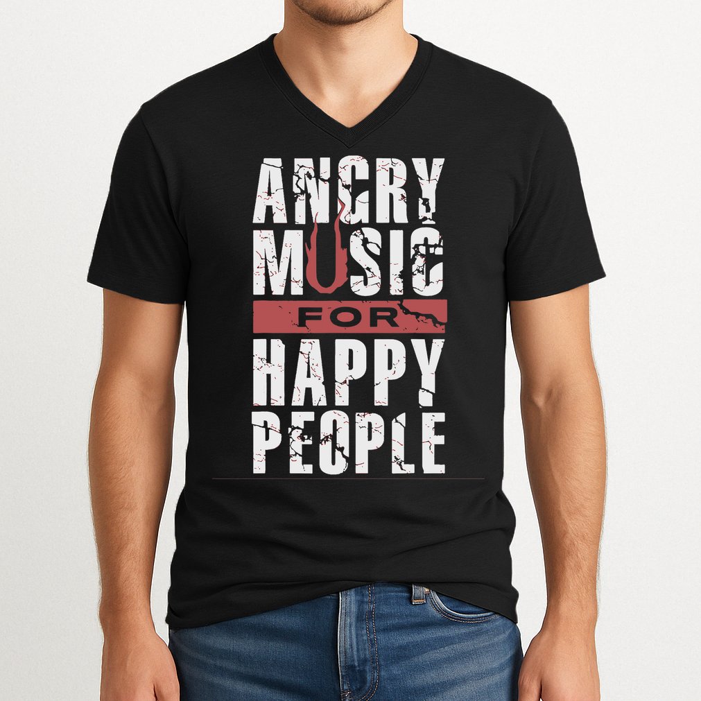 Angry Music For Happy People V-Neck T-Shirt