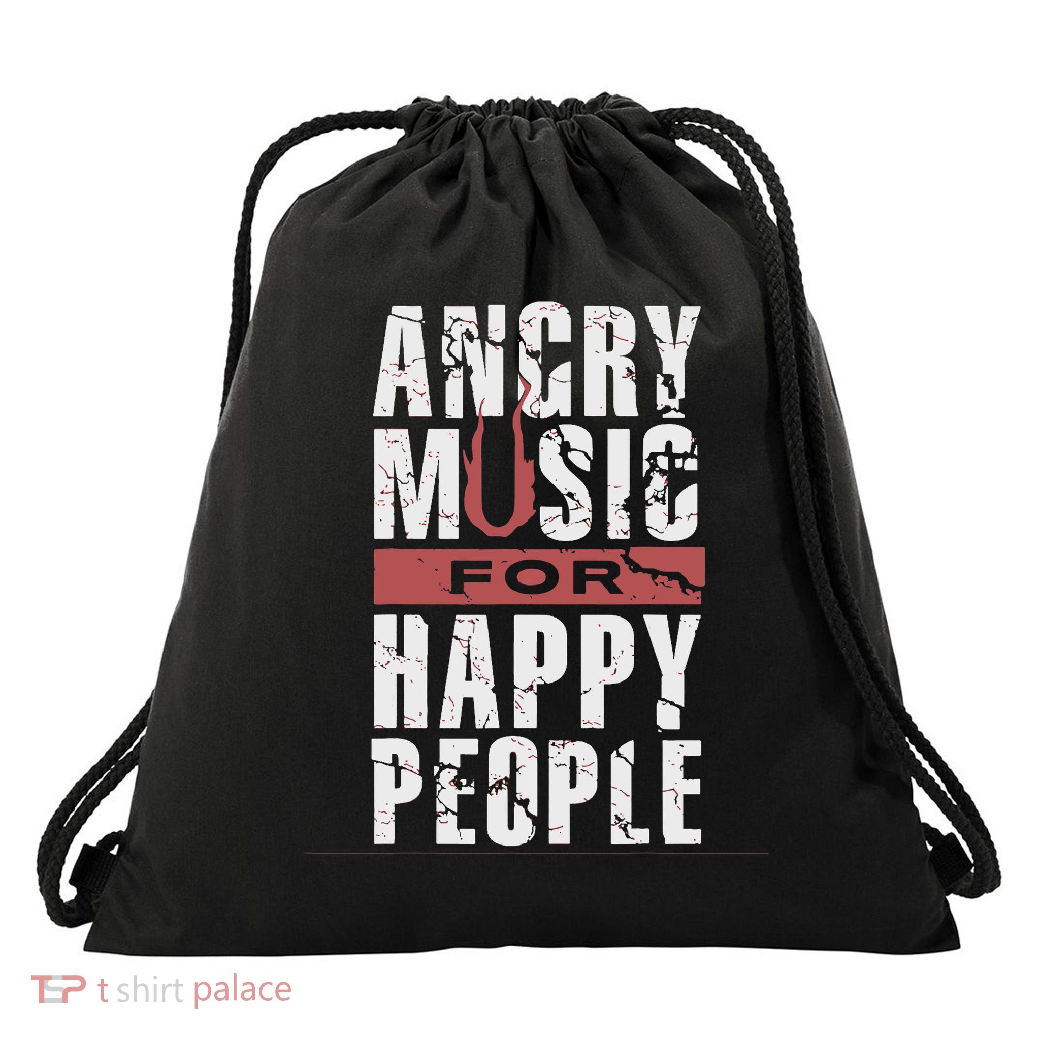 Angry Music For Happy People Drawstring Bag